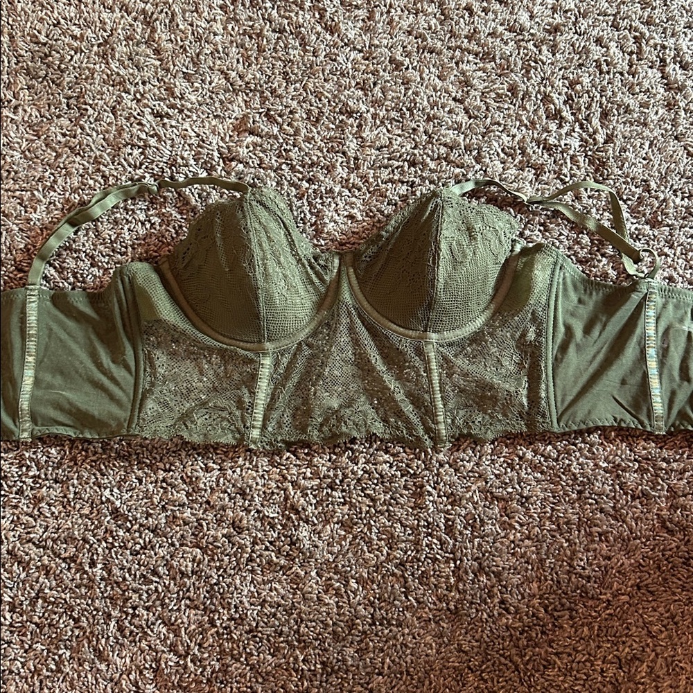 Green Lace Underwire Bra/corset